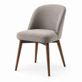 Sedia in tessuto poliestere grigio con gambe in legno di faggio