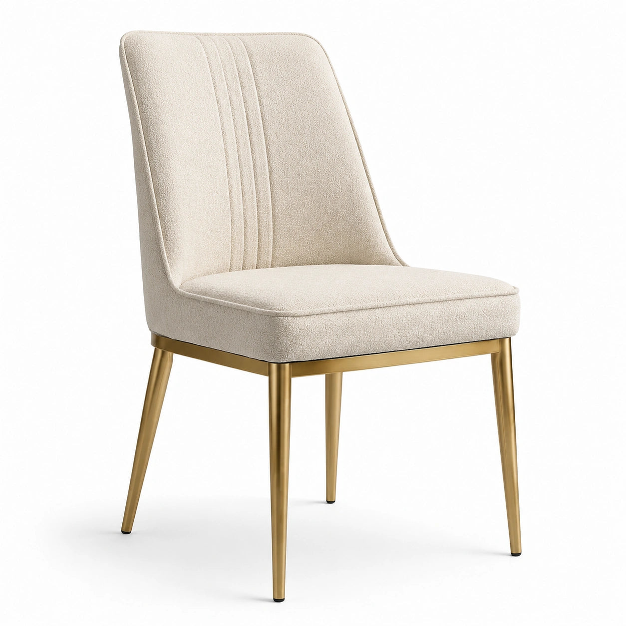 Sedia in tessuto con gambe in metallo, crema e dorato
