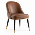 Sedia da pranzo in pelle sintetica marrone con gambe in metallo nero e dorato 85cm