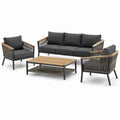 Set da Giardino in Tessuto Grigio con Struttura in Alluminio e Legno