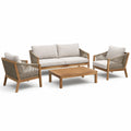 Set da Giardino in Legno di Teak con Cuscini in Poliestere Beige