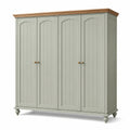 Armadio 4 Ante in Legno Grigio e Marrone Chiaro
