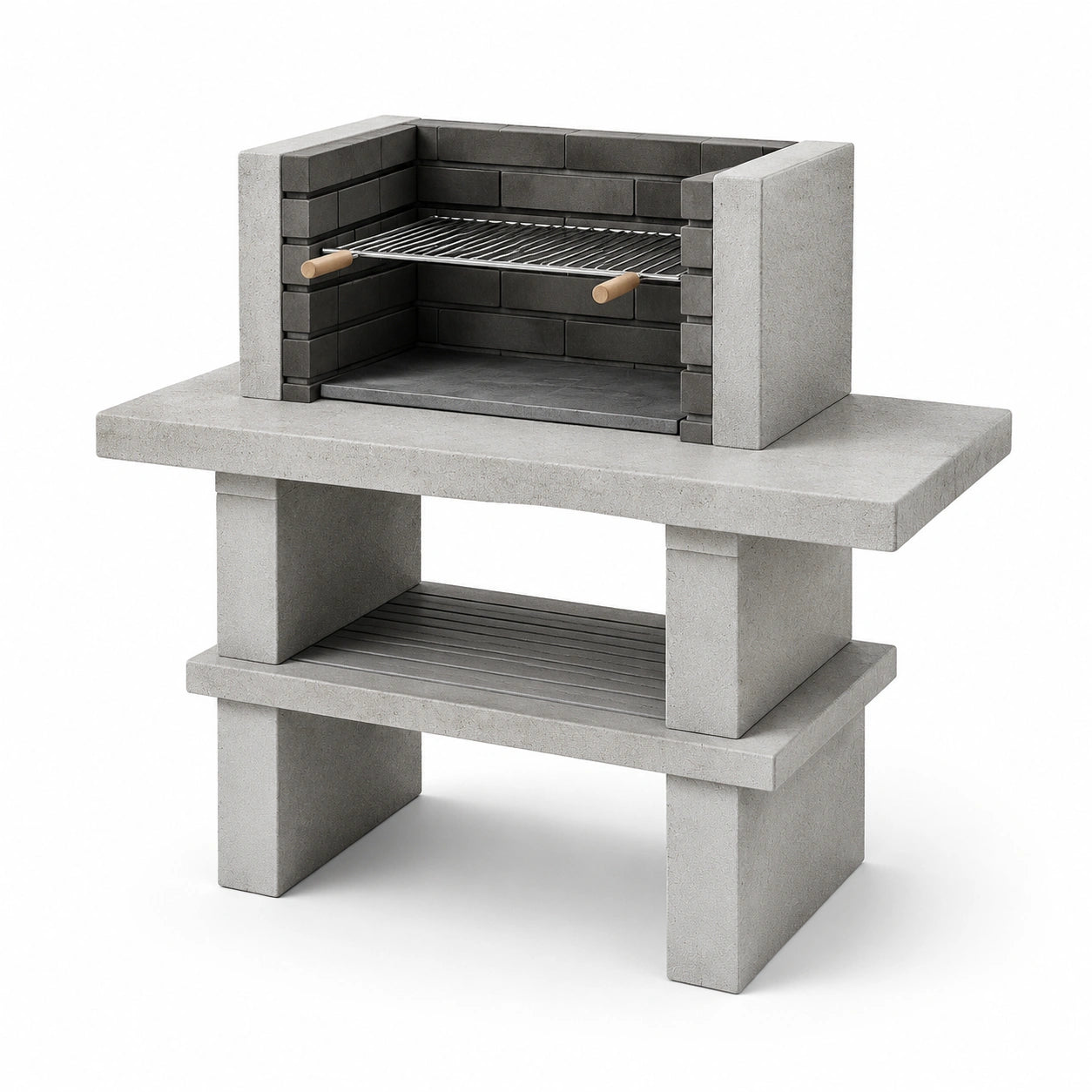Barbecue in Cemento Grigio con Ripiani 90x60x110 cm