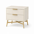 Comodino in legno e metallo bianco con gambe dorate
