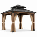 Gazebo in legno e alluminio con tende in poliestere 3x4 m