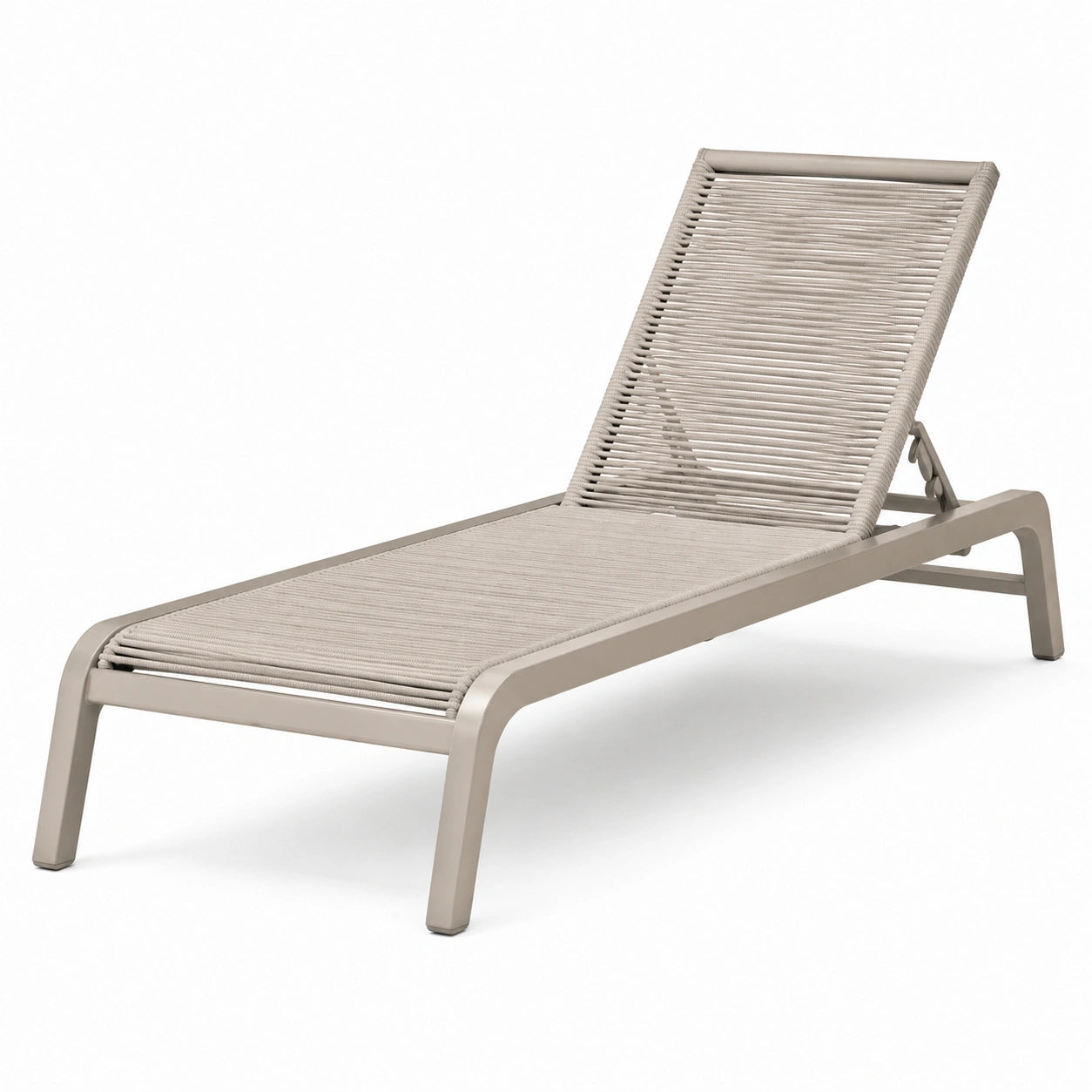 Lettino prendisole in metallo e corda beige
